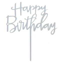 Card Factory Silver Acrylic Happy Birthday Cake Topper