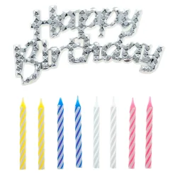 Card Factory Silver Happy Birthday Cake Topper & 12 Candles