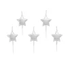 New Silver Metallic Star Cake Candles - Pack of 5 Cake Candles|Birthday Party