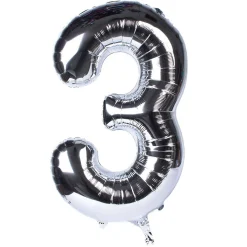 Card Factory Silver Number 3 Foil Giant Helium Balloon - Uninflated