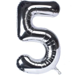 Kids Card Factory Silver Number 5 Foil Giant Helium Balloon - Uninflated