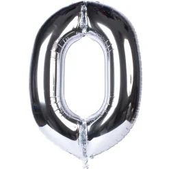 Sale Silver Number 0 Foil Giant Helium Balloon - Uninflated Kids 100Th Birthday|90Th Birthday