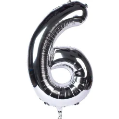 Card Factory Silver Number 6 Giant Foil Helium Balloon INFLATED