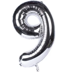 Card Factory Silver Number 9 Giant Foil Helium Balloon INFLATED
