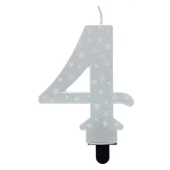 Card Factory Silver Starry Number 4 Cake Candle