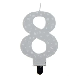 Card Factory Silver Starry Number 8 Cake Candle