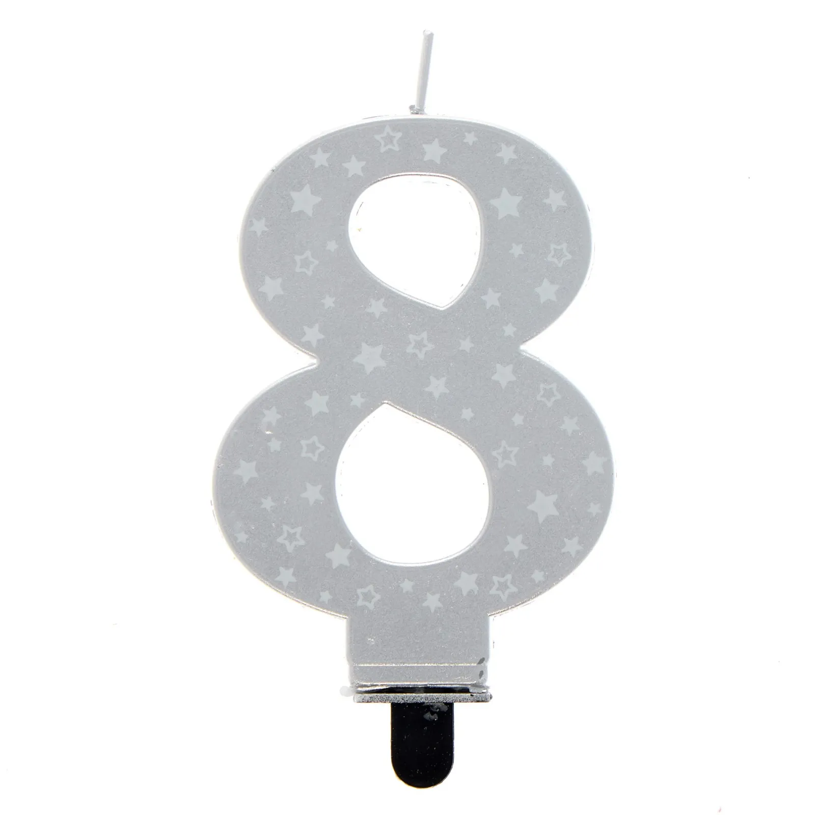 Card Factory Silver Starry Number 8 Cake Candle