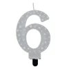 Card Factory Silver Starry Number 6 Cake Candle