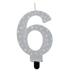Card Factory Silver Starry Number 6 Cake Candle