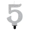 Card Factory Silver Starry Number 5 Cake Candle