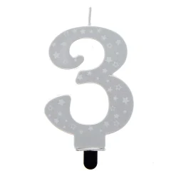 Card Factory Silver Starry Number 3 Cake Candle