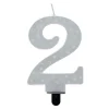 Card Factory Silver Starry Number 2 Cake Candle