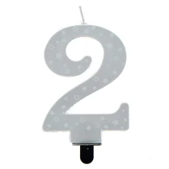 Card Factory Silver Starry Number 2 Cake Candle