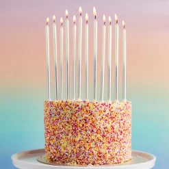Silver Tall Ombre Skinny Cake Candles - Pack of 12 Cake Candles|Birthday Party
