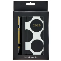 Card Factory Slim Polka Dot 2026 Boxed Diary With Pen