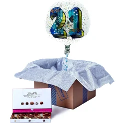 Card Factory 21st Birthday Balloon & Lindt Chocolate Box