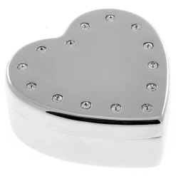 Stainless Steel Diamante Heart-Shaped Jewellery Box Jewellery & Keepsakes|Anniversary Gifts