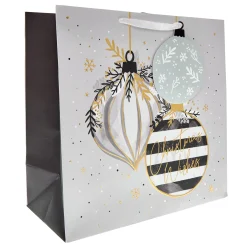 Striped Baubles Giant Square Christmas Gift Bag Gift Wrap For Him|Gift Wrap For Her