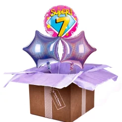Kids Card Factory Super 7th Birthday Balloon Bouquet - DELIVERED INFLATED!
