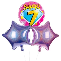 Kids Card Factory Super 7th Birthday Balloon Bouquet - DELIVERED INFLATED!