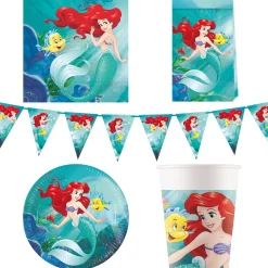 Card Factory The Little Mermaid Party Tableware & Decorations Bundle - 16 Guests