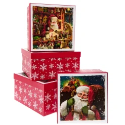 Best Traditional Santa Christmas Gift Boxes - Set of 4 Kids Red Gift Wrap|Gift Wrap For Kids