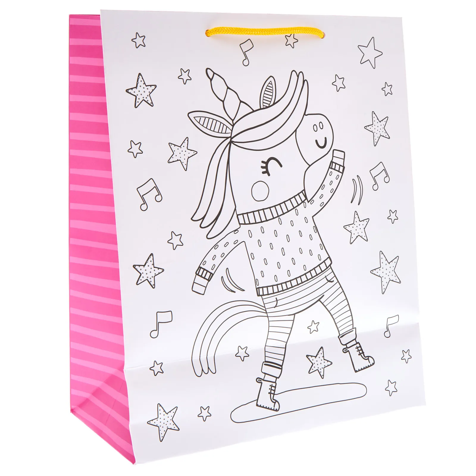Kids Card Factory Unicorn Large Portrait Gift Bag With Colour-In Activity