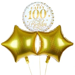 Card Factory White & Gold 100th Birthday Balloon Bouquet - DELIVERED INFLATED!