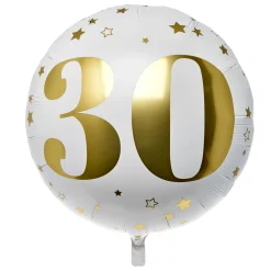Card Factory White & Gold 30th Birthday 31-Inch Foil Helium Balloon