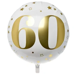 Card Factory White & Gold 60th Birthday 31-Inch Foil Helium Balloon