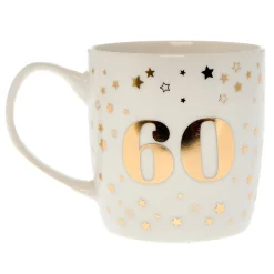 Card Factory White & Gold 60th Birthday Mug