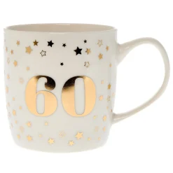 Card Factory White & Gold 60th Birthday Mug