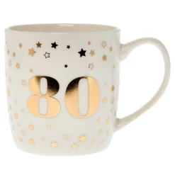 Clearance White & Gold 80th Birthday Mug 80Th Birthday|Mugs