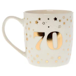 White & Gold 70th Birthday Mug 70Th Birthday|Mugs
