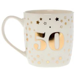Card Factory White & Gold 50th Birthday Mug