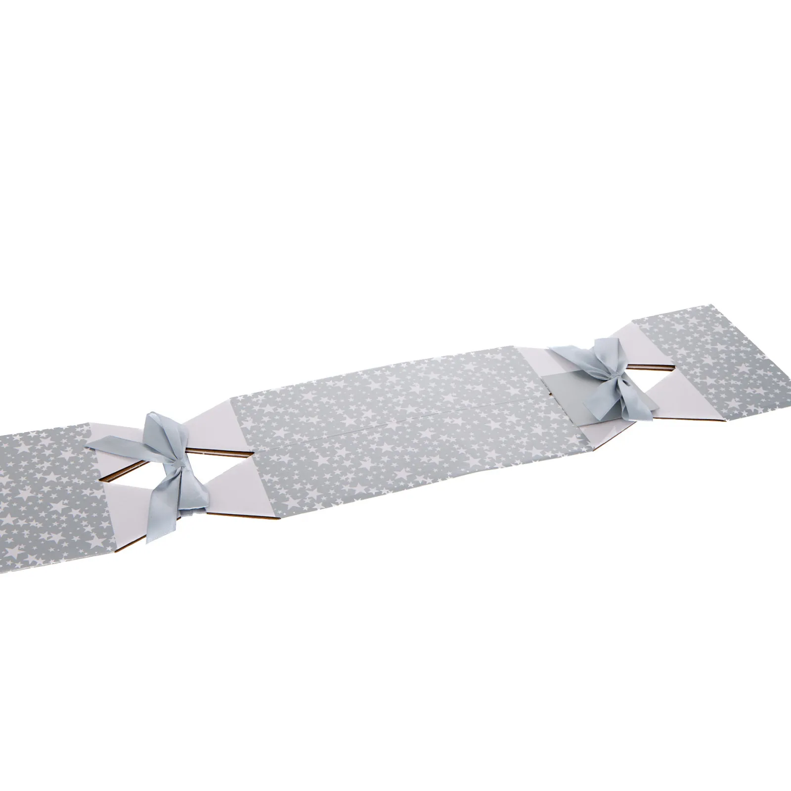 Hot White & Silver Stars Christmas Cracker Gift Box Kids Silver Gift Wrap|Silver & Gold Gift Wrap