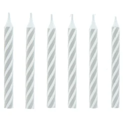 Online White Striped Birthday Candles - Pack of 24 Cake Candles|Birthday Party