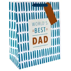 New World's Best Dad Large Portrait Gift Bag Navy Gift Wrap|Gift Wrap For Him
