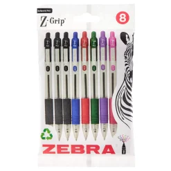 Card Factory Zebra Z-Grip Multicoloured Ballpoint Pens - Pack of 8